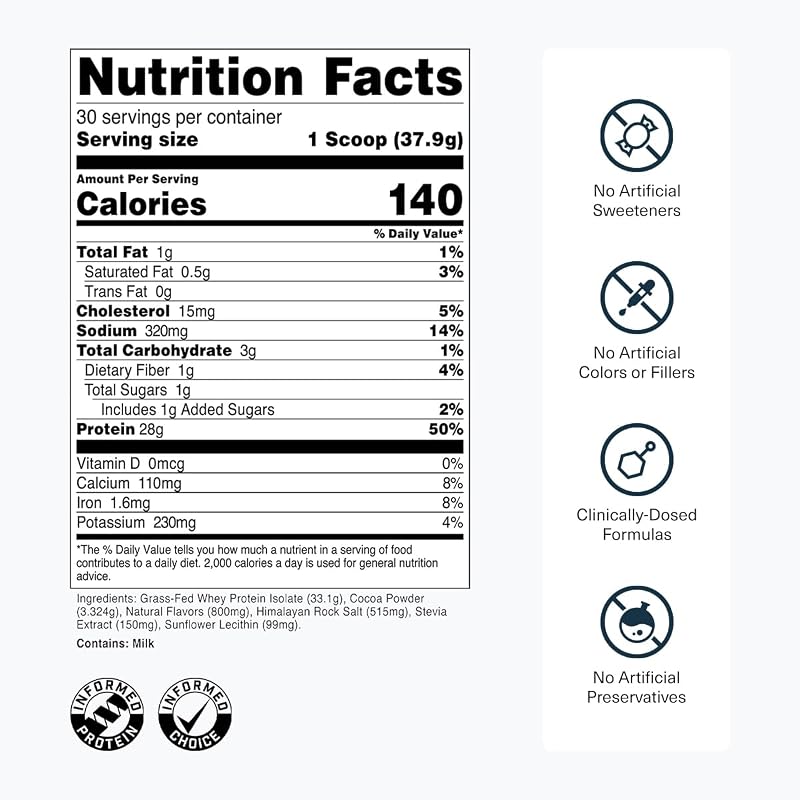 Transparent Labs Grass-Fed Whey Protein - 30 Servings, Dark Chocolate image 3