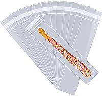 Vista 1 de 100 bolsas de celofán transparentes resellables de 4 x 10 pulgadas de largo, bolsas de celofán autosellables, bolsas para galletas con solapa