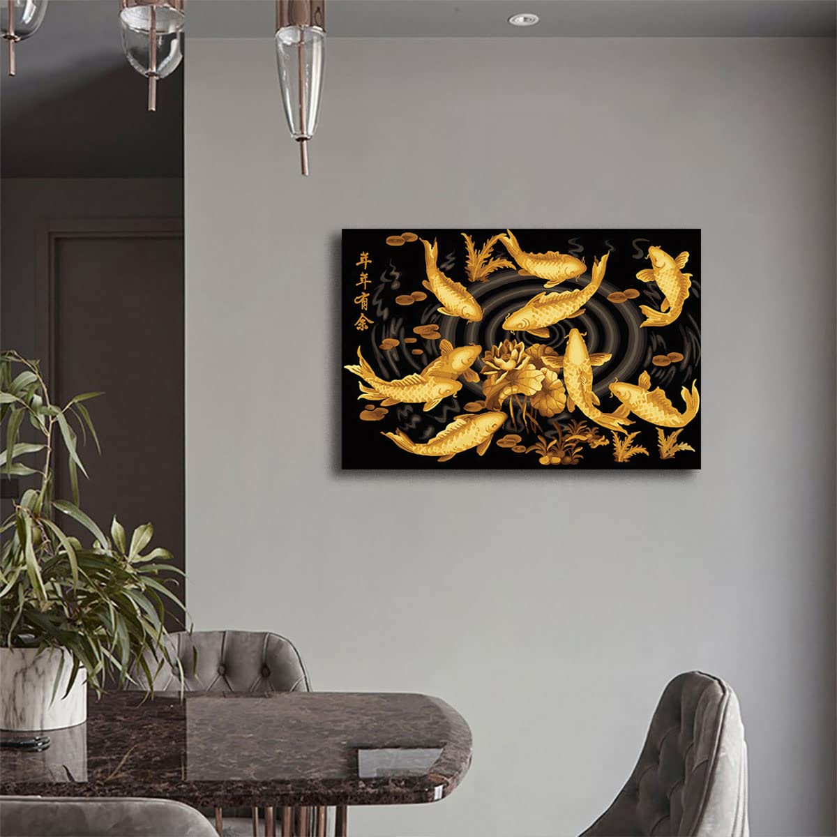 Amazon.com: HPUXSYIO Lucky Gold Nine Koi Fish Animal Painting Wall