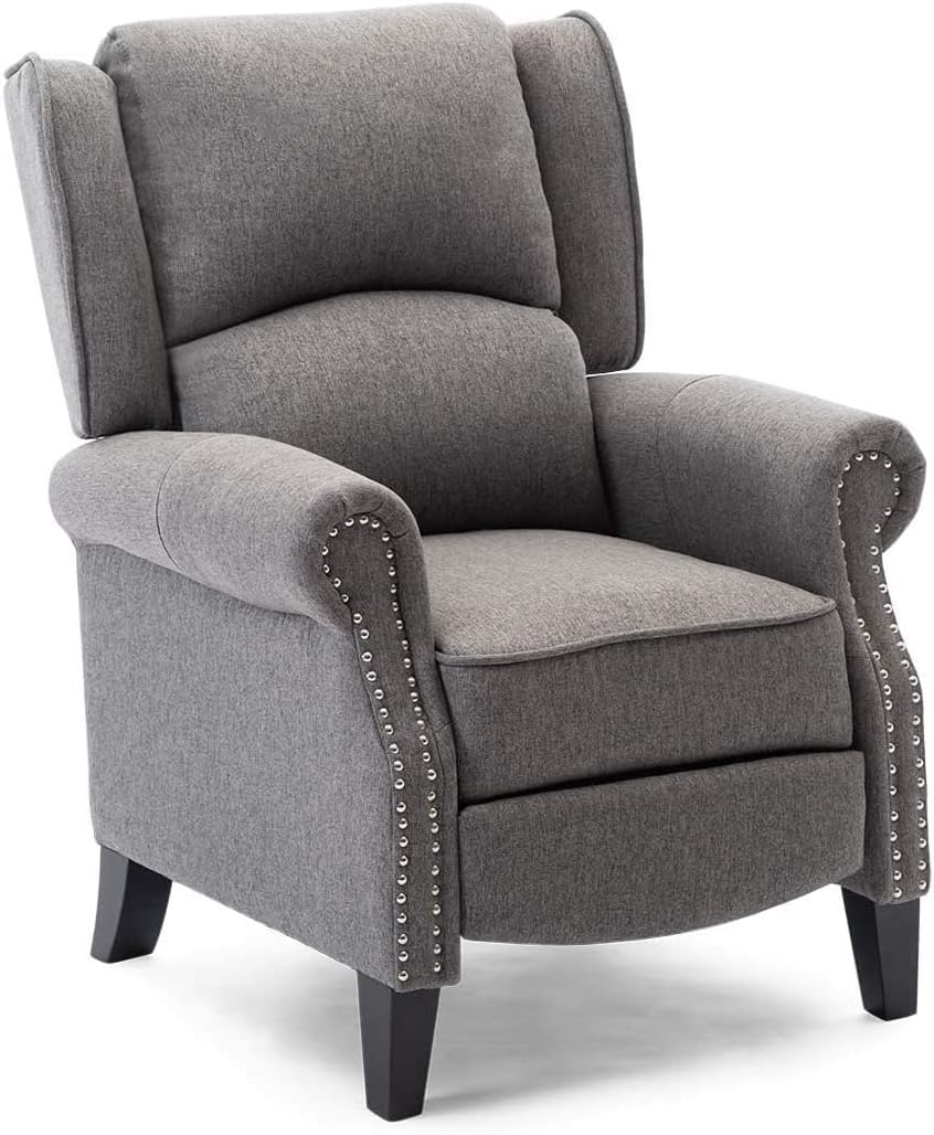 More4Homes - CHARLOTTE Pushback Recliner Chair for Living Room & Bedroom - Linen Fabric, Grey