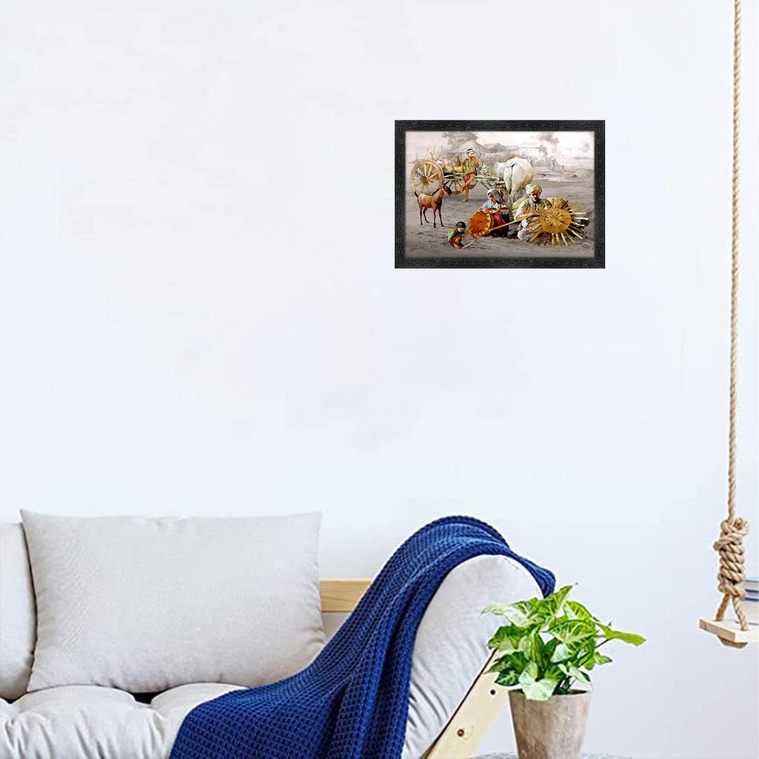 Dharvika Innovations Rajasthani Village Scenery Photo Frame, Black, Sparkle Coated Lamination 42 14 x 20 Inch 3