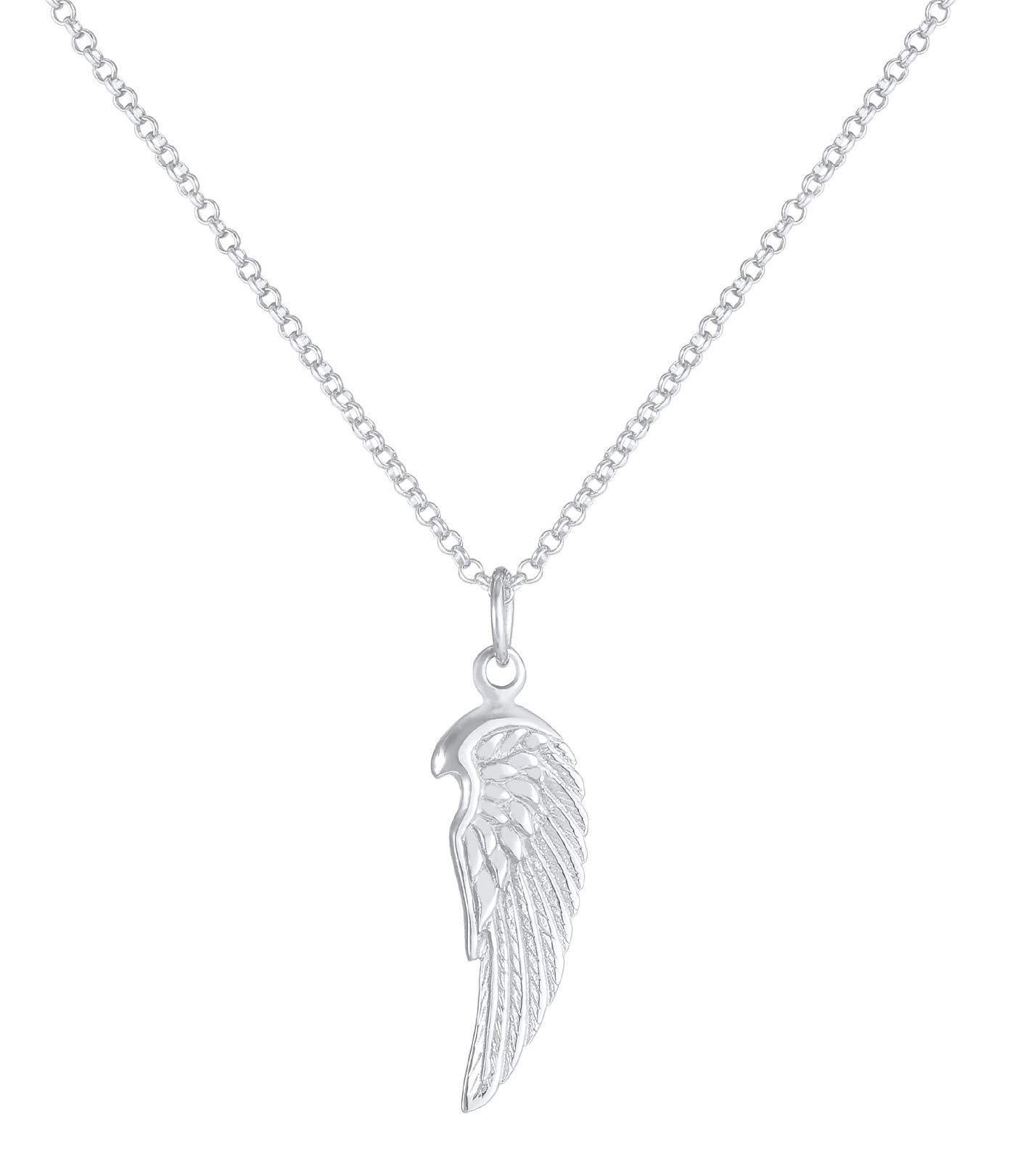 Kuzzoi uzzoi Collar de plata de ley 925 para hombre con colgante de ala (24 mm), collar para hombre de plata de ley 925, cadena de moda con alas de ángel de pluma,