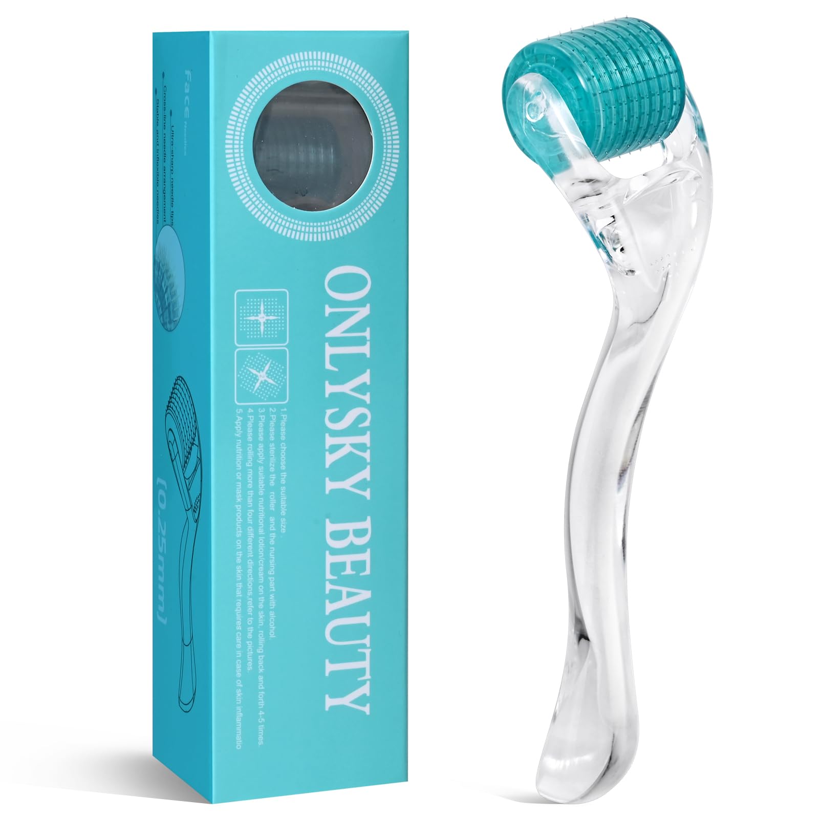 Derma Roller 192-0.25mm Fine Titanium Microderma Roller - Microneedle Roller with Case For Personal Use Microneedling Roller -192 Micro Needle Dermal Roller