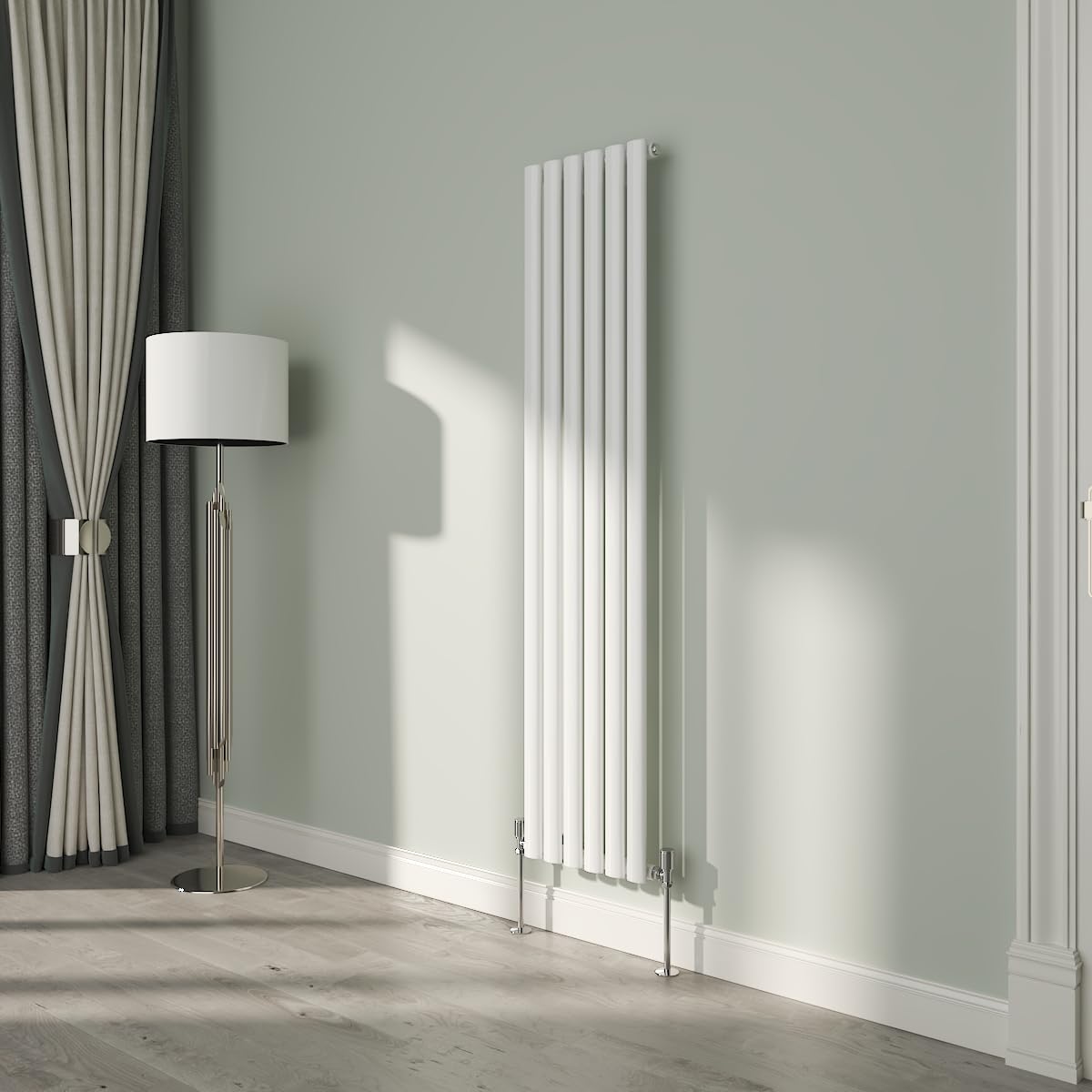 NRG White Oval Radiator Vertical 1600x354mm Single Panel Central Heating Radiators Perfect for Bathrooms Kitchen Living Room