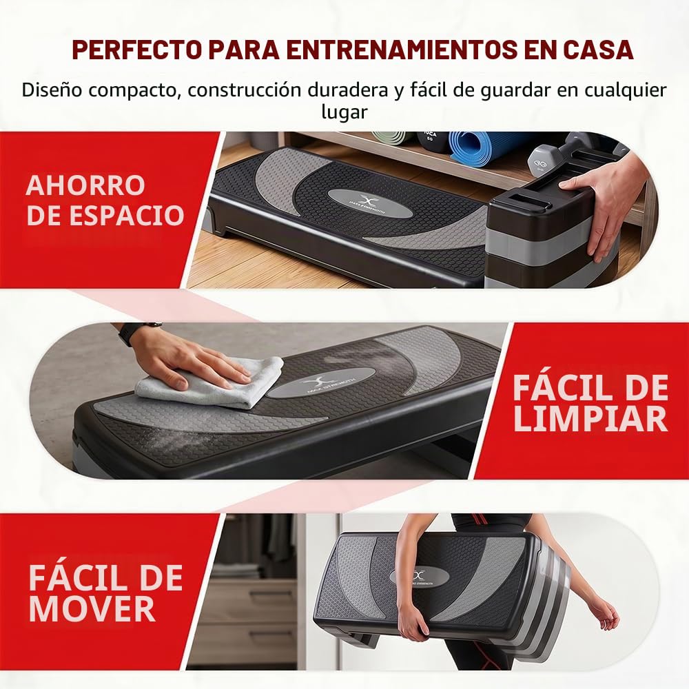 Ejercicio aeróbico paso a paso con 5 niveles ajustables para caminar, cardio, peso, yoga, ejercicio de fuerza, antideslizante para el hogar/gimnasio/oficina, entrenamiento