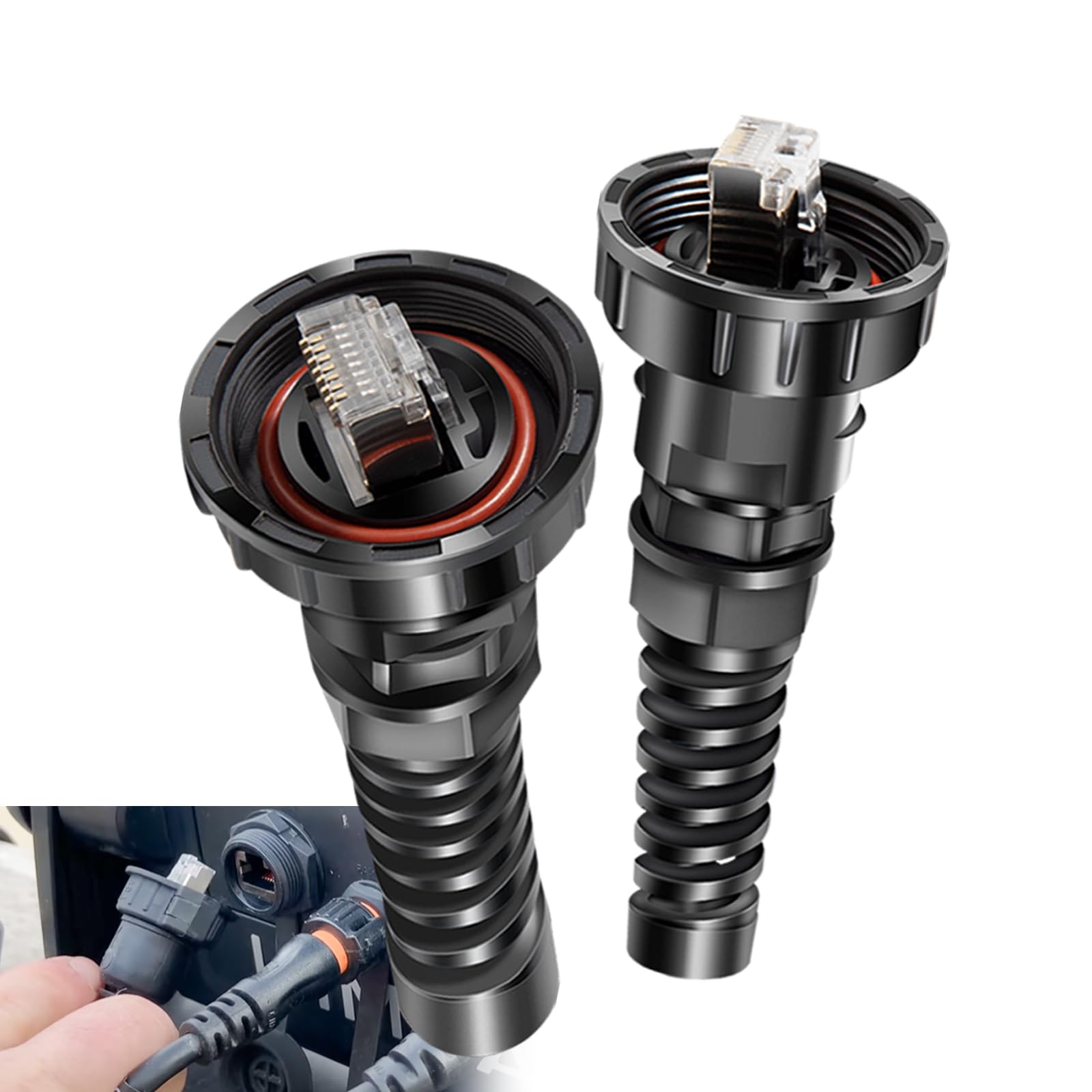 Photo 1 of 010-10603-00 Network Cable Connector, Waterproof Ethernet Cable Ends RJ45 Plug, Fits for Garmin Marine Devices GPSMAP, GMR, UHD (Set of 2)