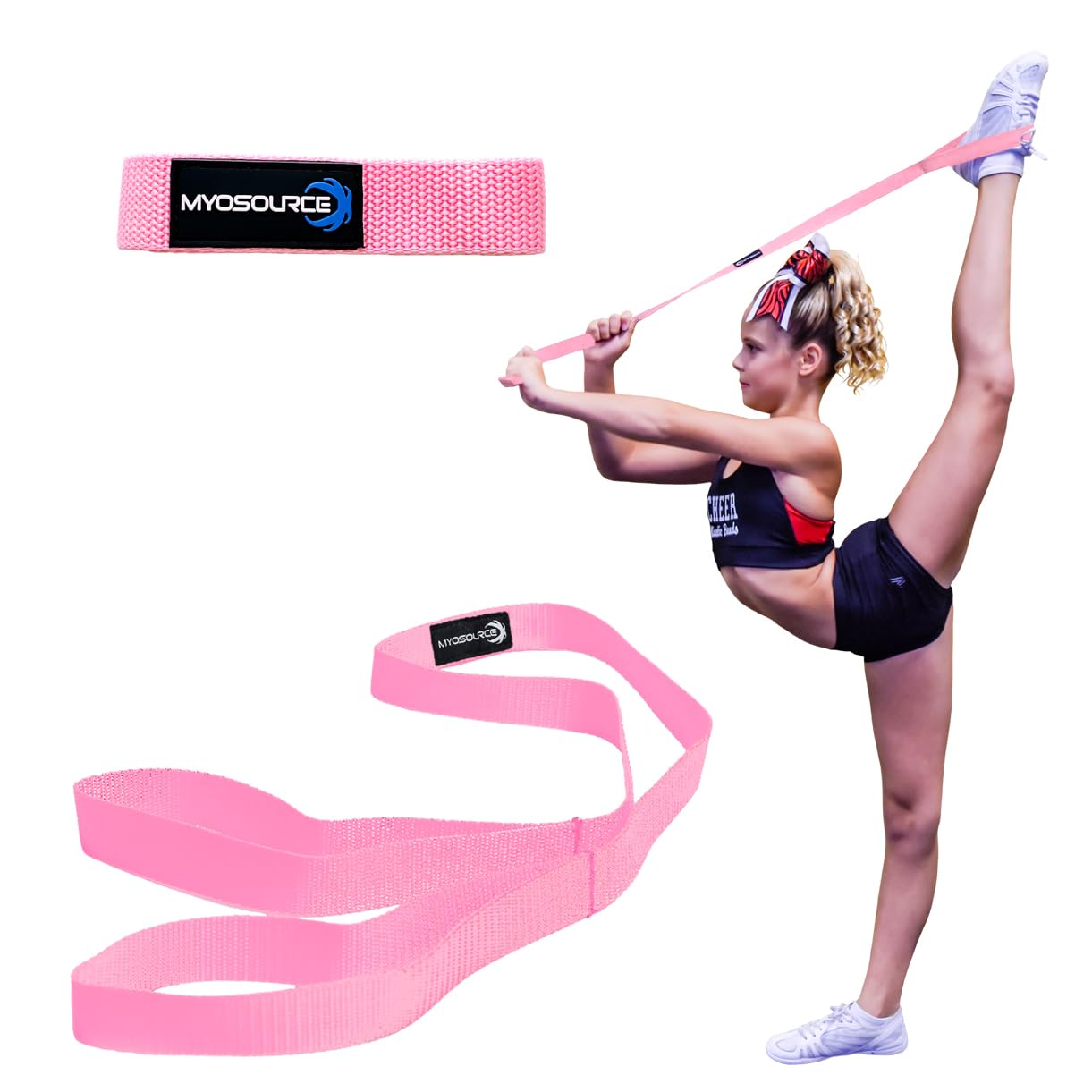 Myosource Kinetic Bands Cheerleading Flexibility Stunt Strap - Improve Stretching and Stunts for Cheer Dance Gymnastics & Physical Therapy Stocking Stuffers Present for Kids Girls Adults - 12 Colors