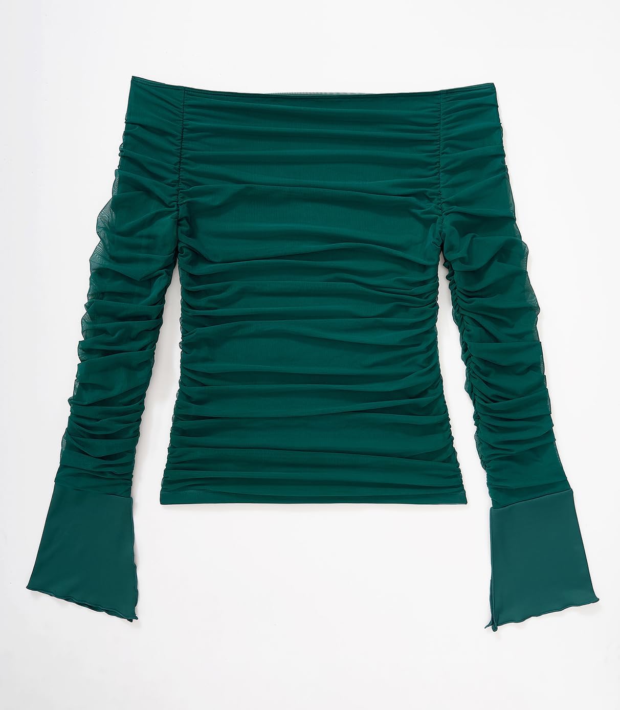 OMKAGI Women Long Sleeve Tops Boat Neck Off Shoulder Shirts Fitted Going Out Y2K Crop Top - Image 5