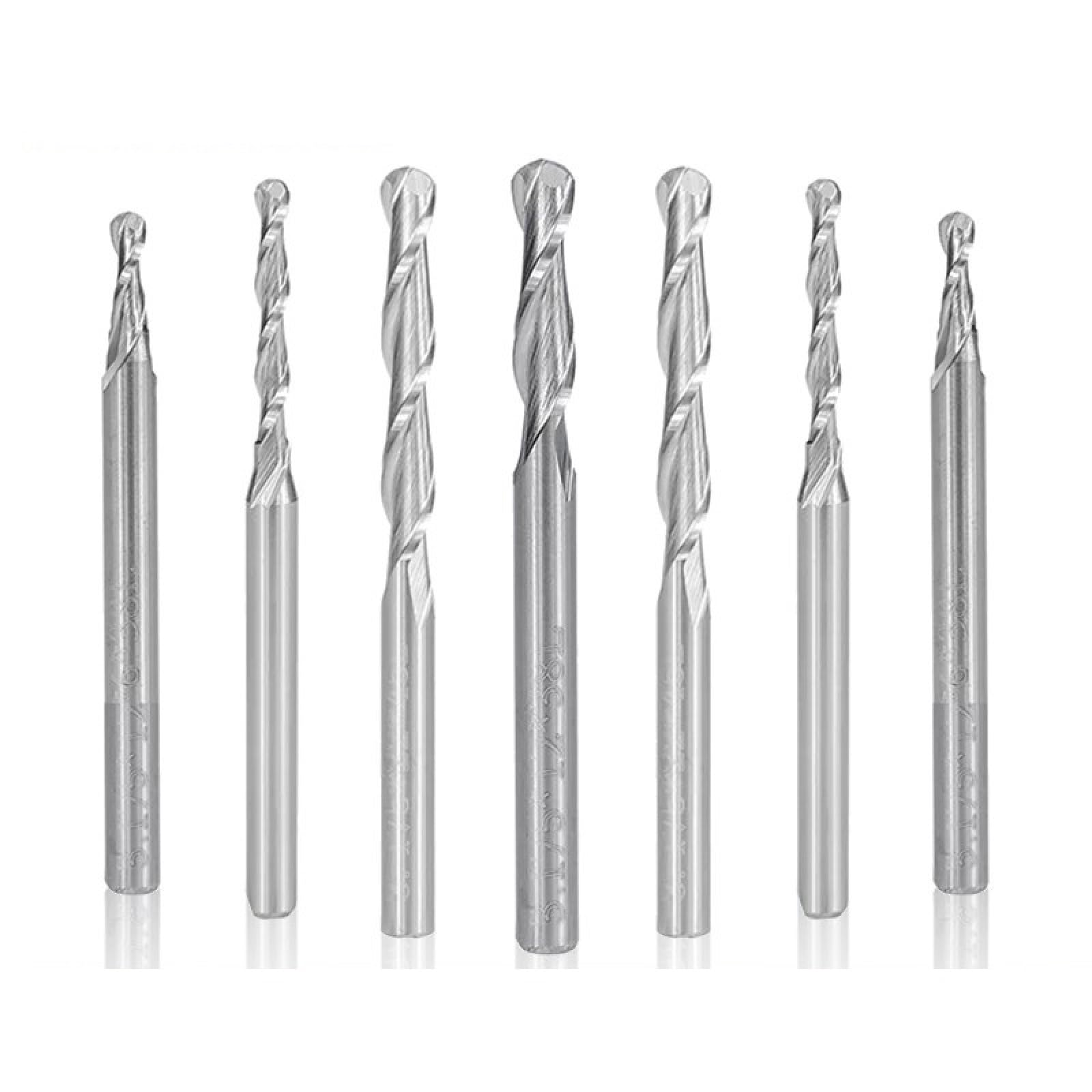 3.175mm Shank Ball Nose End Mill 2Flute Spiral Router Bits 10pcs,1.0x3.175x6mm
