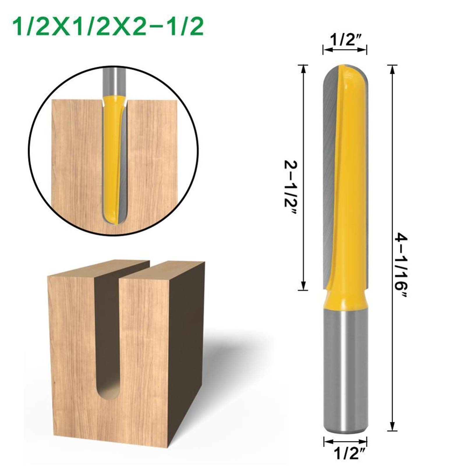 Zkenyao-Router Bit 12mm Shank 1/2?Shank CNC Carbide End Mill Tool Long Blade Round Nose Bit Core Box Router Bit, 1PC, Use Safety Reliable (Cutting Edge Length : 12.7mmX12.7mmX63mm)