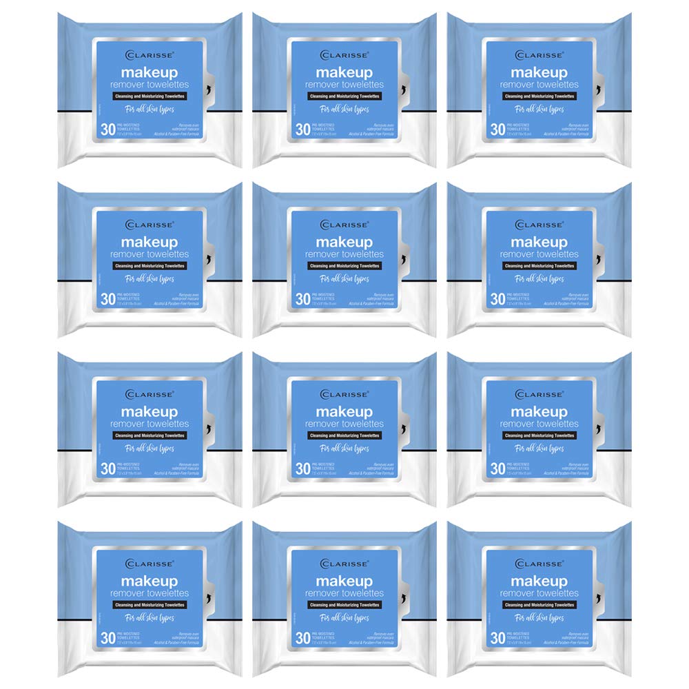 Clarisse 10781-12 Make Up Remover Cleansing and Moisturizing Towelettes, 30-Ct. - Quantity 1212