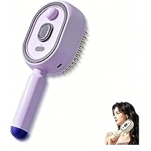 Electric Spray Air Cushion Massage Comb, 5 in 1 Rechargeable Hair Brush for Scalp Massage, Detangling, Straightening, Curling Salon Hair Care Tool purple