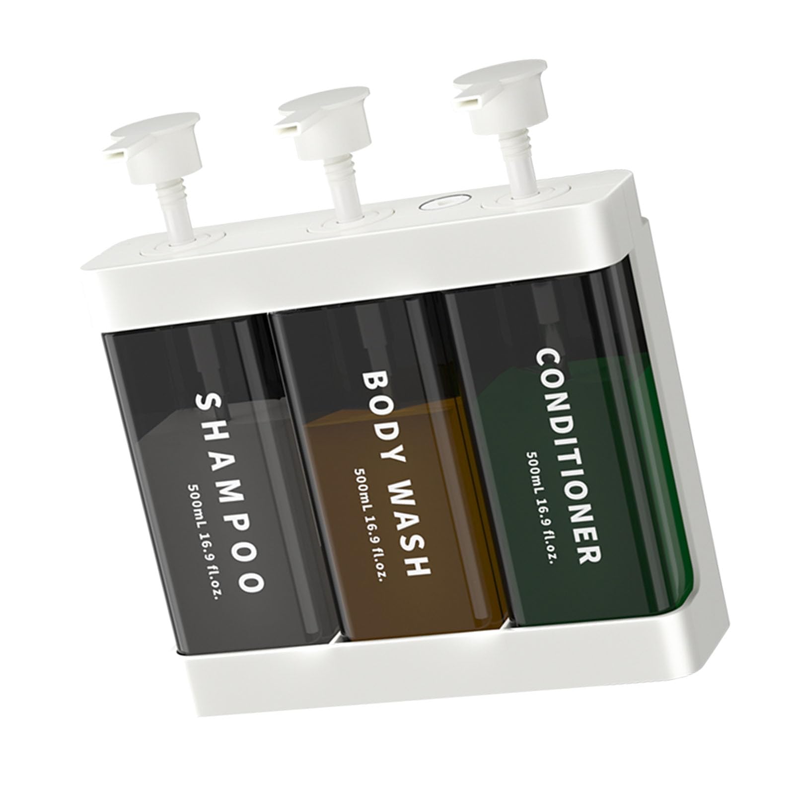 Ejoyous Dispenser di Sapone per Shampoo, Materiale ABS, 3 Camere da 1500 Ml, Montaggio a Parete per Bagno e Hotel (WHITE)