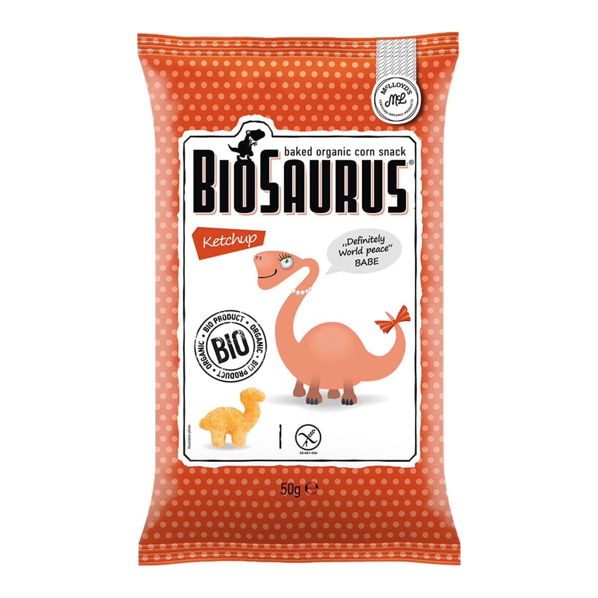 Biosaurus Snack de Maïs Bio Cuit Ketchup 50 g