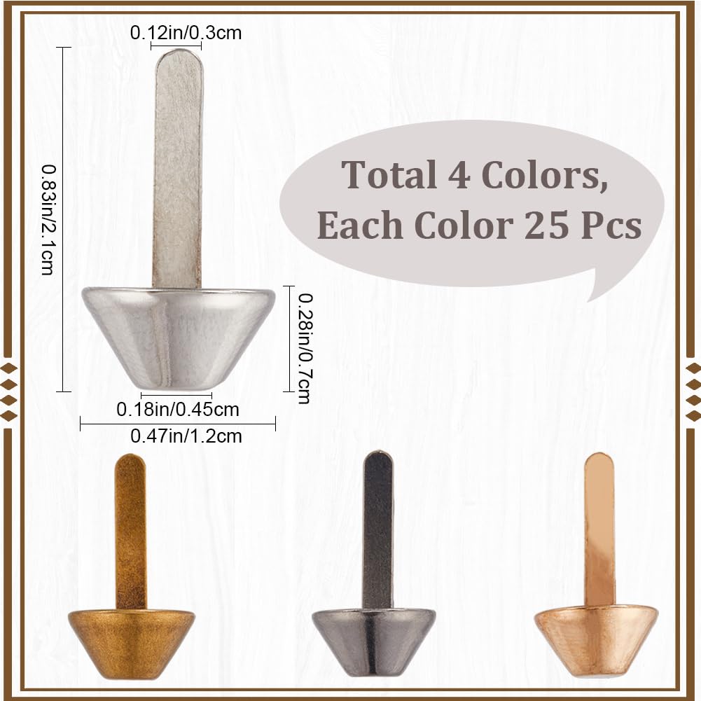 100 Rivetti Metallici A Fungo - 4 Colori Per Lavorazione Pelle E Borse - Foto 12