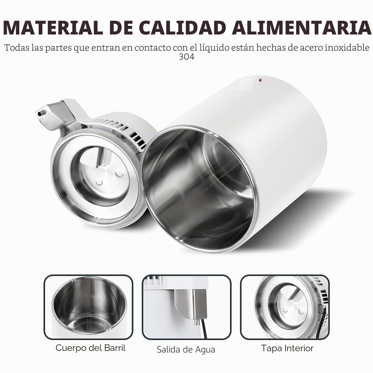 Destilador de Agua 4L 750W | Purificador de Agua, con Botella de Colección, Profesional Máquina Destilación de Agua Puro para Uso Doméstico