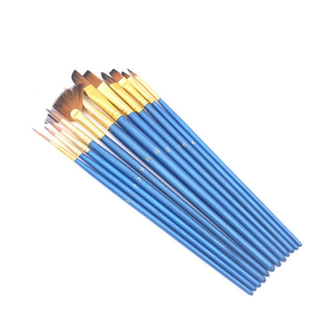 12 Piezas de Pinceles para Pintura al óleo, Pinceles acrílicos para Acuarela, Varios Modelos, Pelusa de Pelo Mixta, Juego de Pinceles para Principiantes, Suministros de Arte