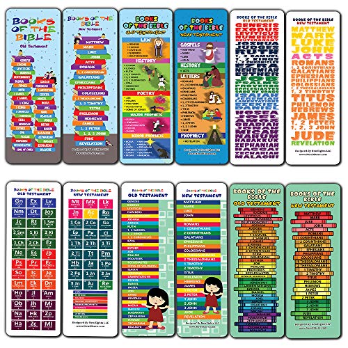 Books of The Bible Bookmarks for Kids (60-Pack) - Church Memory Verse Sunday School Rewards - Christian Stocking Stuffers Birthday Party Favors Assorted Bulk Pack