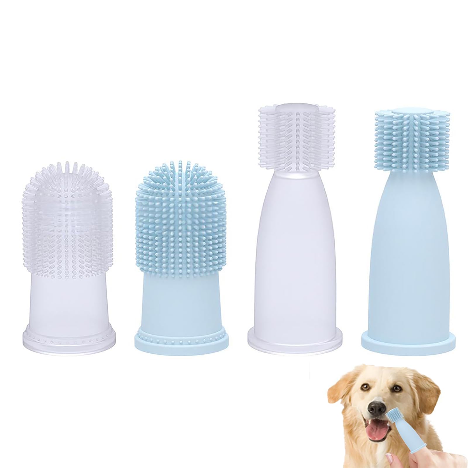 BaRaRose 犬 歯ブラシ 小型犬 歯磨きシート 犬 獣医師推薦 猫犬 犬 歯石取り ペットフィンガー歯ブラシ シリコン 360°指ブラシ 指サック 4個セット 猫犬通用