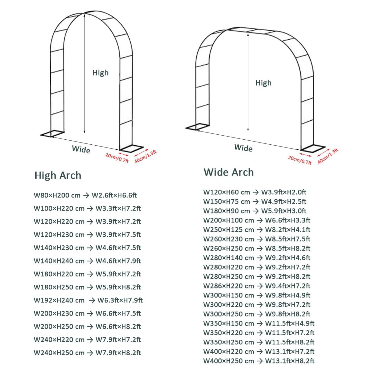 Metall Gartenbogen Rosenspalier Rankhilfe Pera Rankhilfe für Kletterpflanzen Hochzeit Det Erhältlich in Breiten 80-400cm L100xH220cm Stabiler Outdoor Pflanzenhalter
