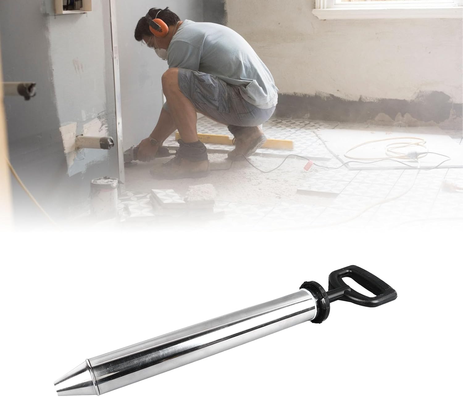 Mortar Pointing Grouting Gun Sprayer Applicator Tool,Grout Caulking Guns Hand Tool Pump for Grouting Stone and Concrete Cement lime (Round Head)