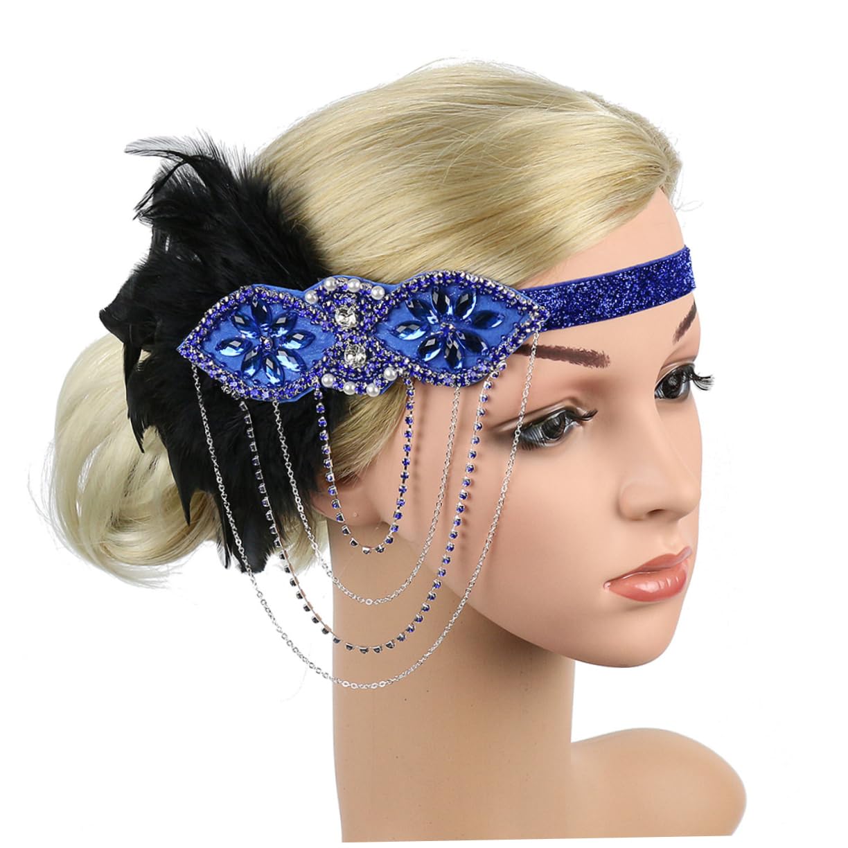 Beavorty 2piezas Diadema De Cadena Borlas Para Mujeres Accesorios De Fiesta y Fotografía Para Bodas y Eventos Azul