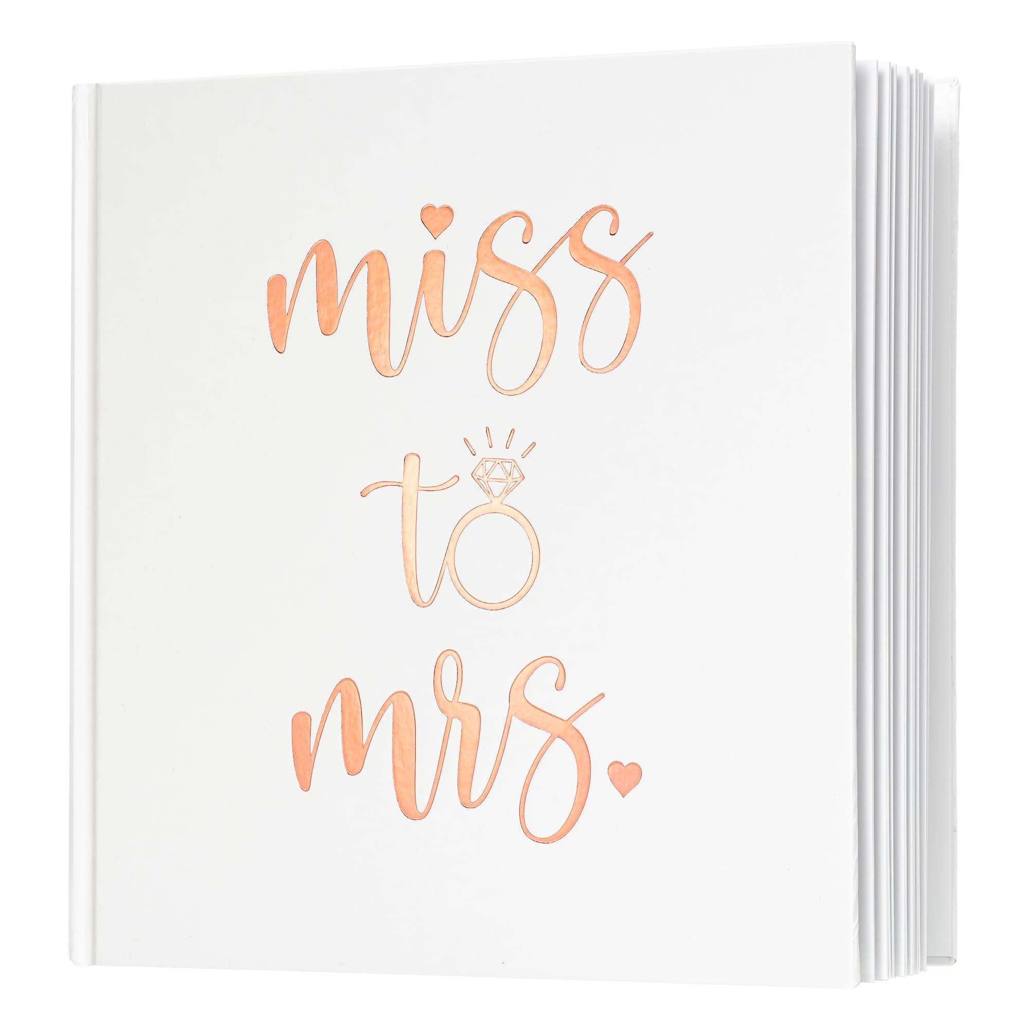 Calculs Polaroid 'miss to mrs' Picture Book Bridal Shower Guest Book Blank Pages for Instant Film Rose Gold Bachelorette Party Sign in Book 8.5” Square White Cover Rose Gold Foil Stamping