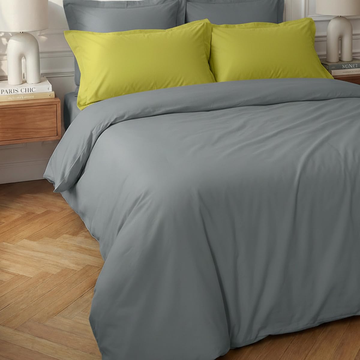 Sensei Maison - Housse de Couette en Percale Coton Soft Percale - 240x220 cm - Galet