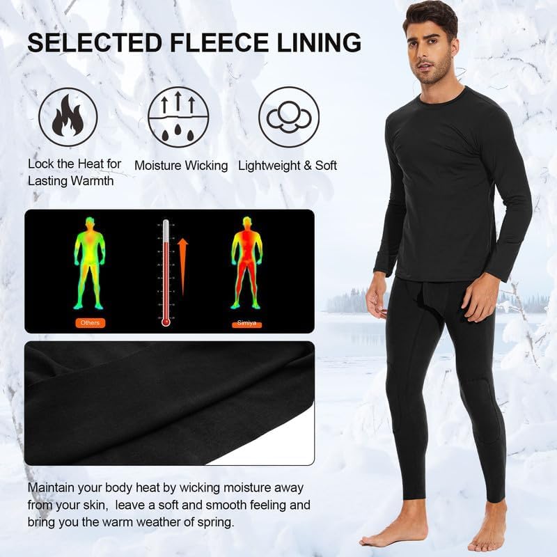 SIMIYA 2 Packs Mens Long Johns, Thermal Underwear for Men Soft Base Layer Mens Thermal Pants for Cold Weather - Image 3