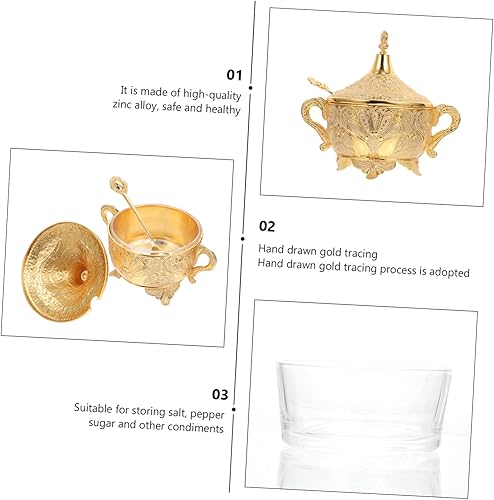 Miniatura 3 de Tarro de azúcar de metal vintage, caja de condimentos, botes de condimentos, macetas organizador de joyas con tapa y para encimera de cocina,