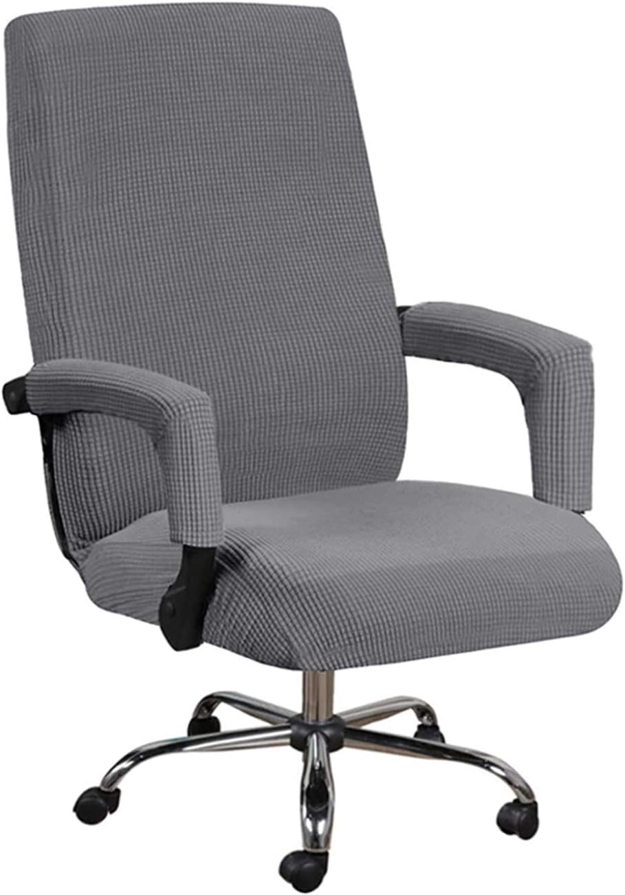GAEA.TEX Office Chair Cover Computer Chair Boss Swivel Chair Slipcover Durable Stretch Soft Protector with Arm Covers (Medium, Gray)
