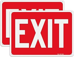 T&R Exit Sign - 2 Pack - 10 x 7 Inches Rust Free .040 Aluminum Reflective - UV Protected, Waterproof, Weatherproof and Fade Resistant - 4 Pre-drilled Holes
