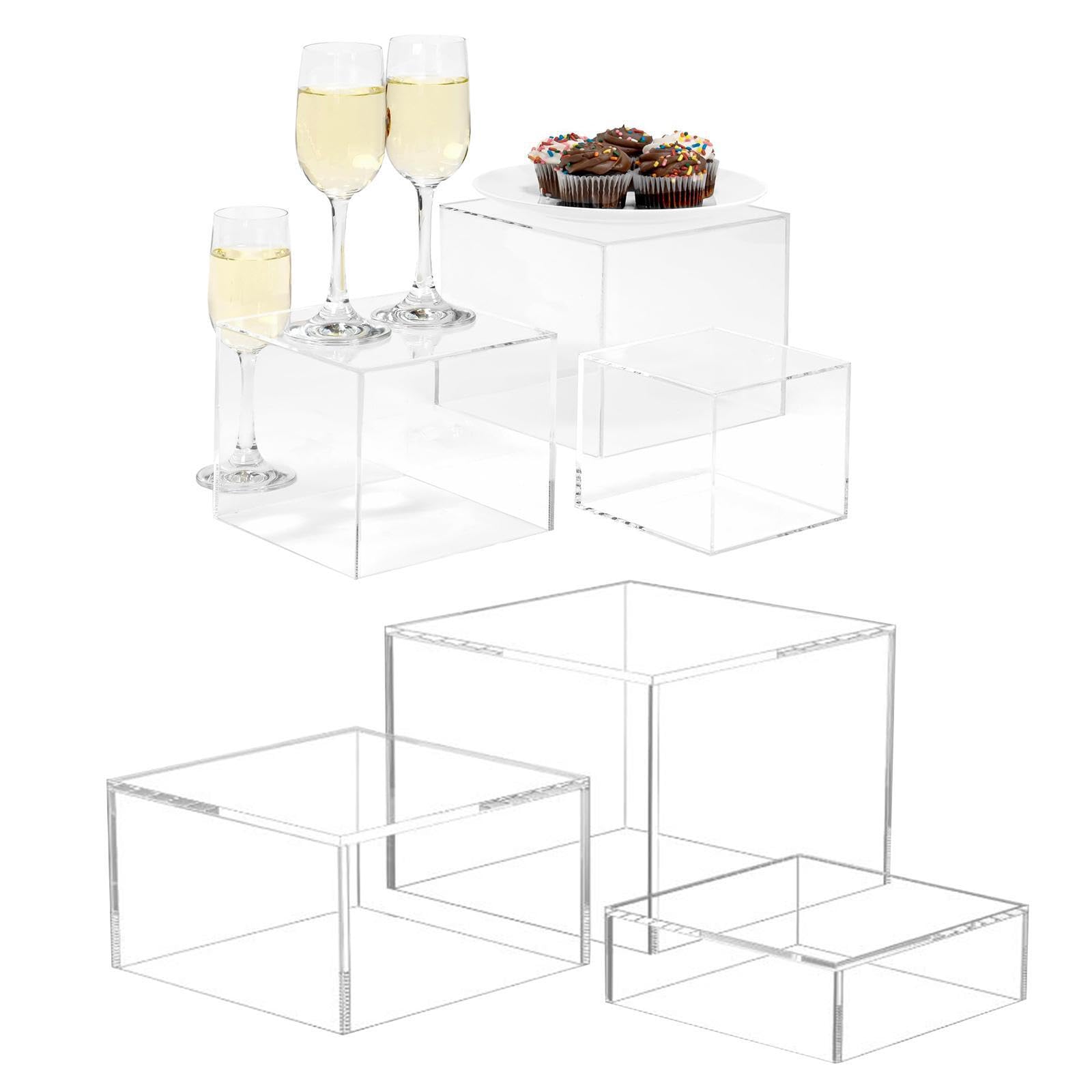 Set di alzate per tavolo da buffet, alzate impilabili in acrilico con fondi cavi unici per creare celebrazioni memorabili, alzata per tavolo da, trasparente