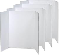 Pacon Tri-Fold White Presentation Boards 48x36 Inch, 4 Pack - Sturdy Corrugated Display Boards for Science Fairs & Projects