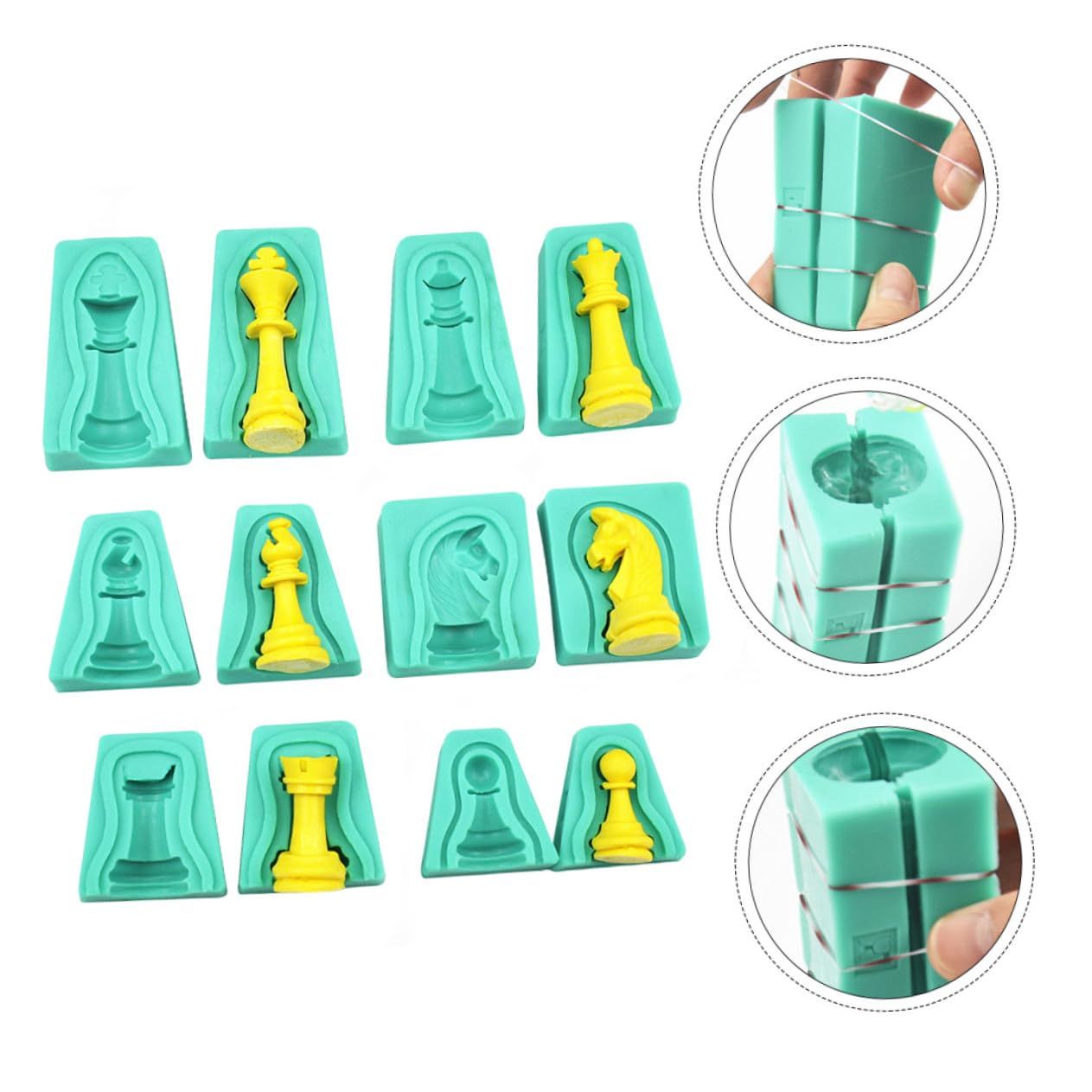 12 piezas Molde de Silicona para Pasteles con Forma de Ajedrez de Molde Creativo para Fondant Chocolate y Repostería DIY Decoración para Cumpleaños y Postres