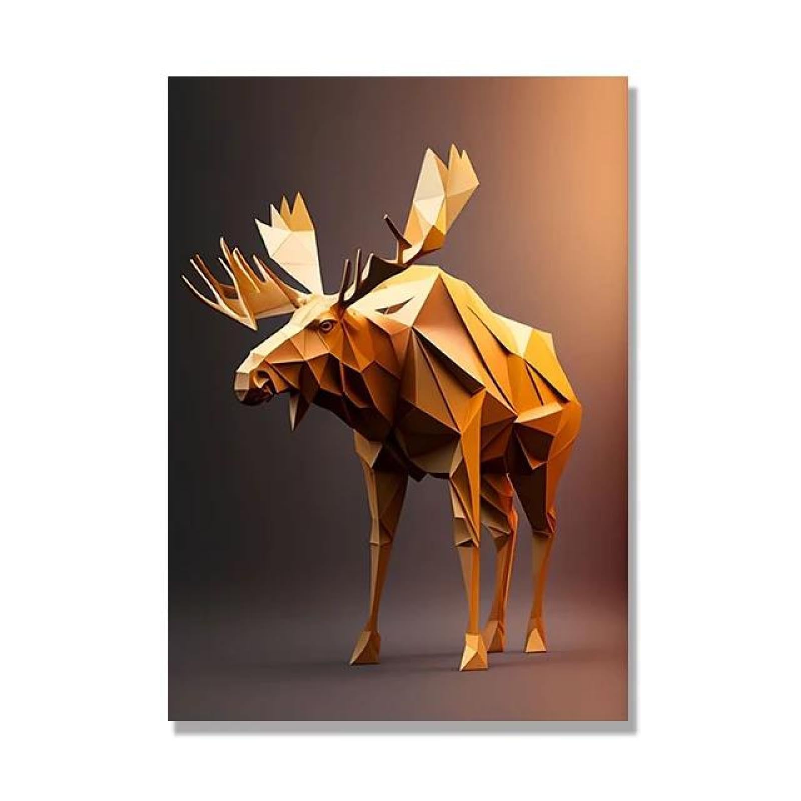 Yocheng Animal Origami Art Posters Abstract Canvas Painting Wall Print Picture Living Room Home Decor 40x50cm No Frame