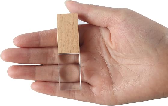 STAR-LINK Waterproof 32GB USB 2.0 Flash Drive Novelty Transparent Wood Crystal USB Memory Stick LED Light Pen Drive Unique Thumb Drives High Speed Data Storage Mini Jump Drive U Disk Gift