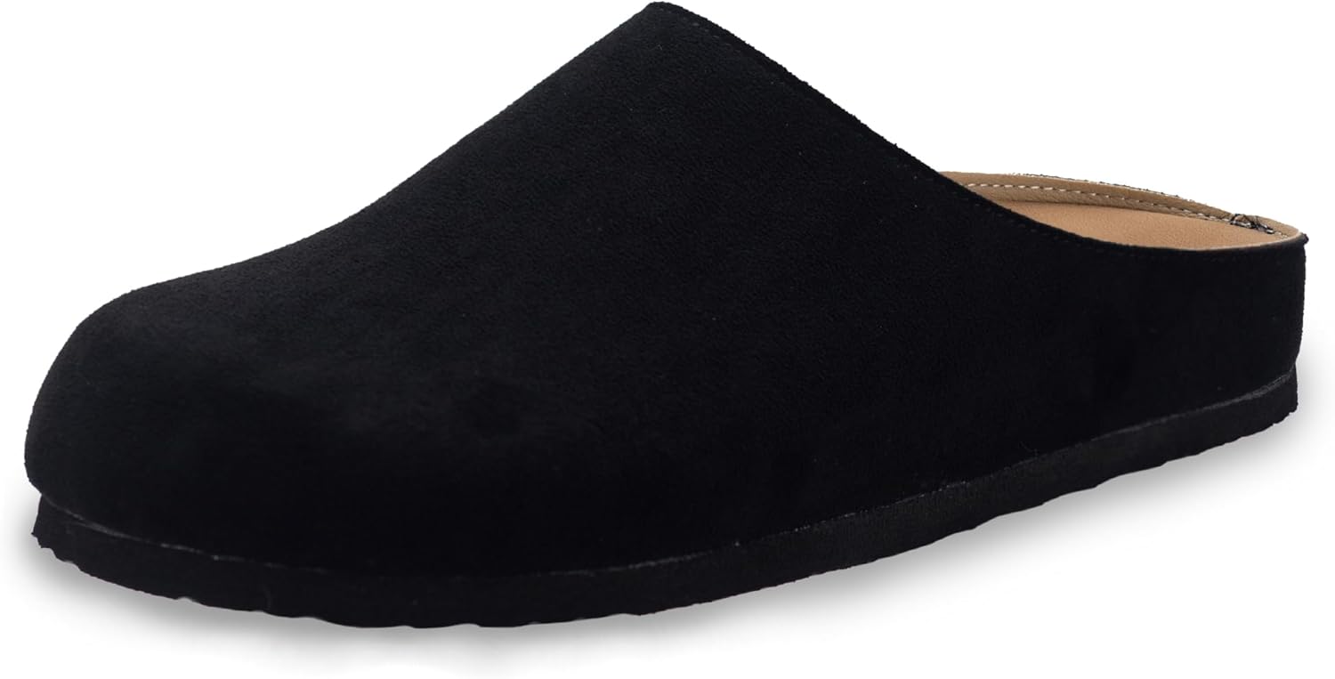 Suede Boston Clogs for Women and Men with Arch Support Potato Mules Shoes, Soft Cork Footbed Slip on Comfort Home Sandals Slippers - Image 3