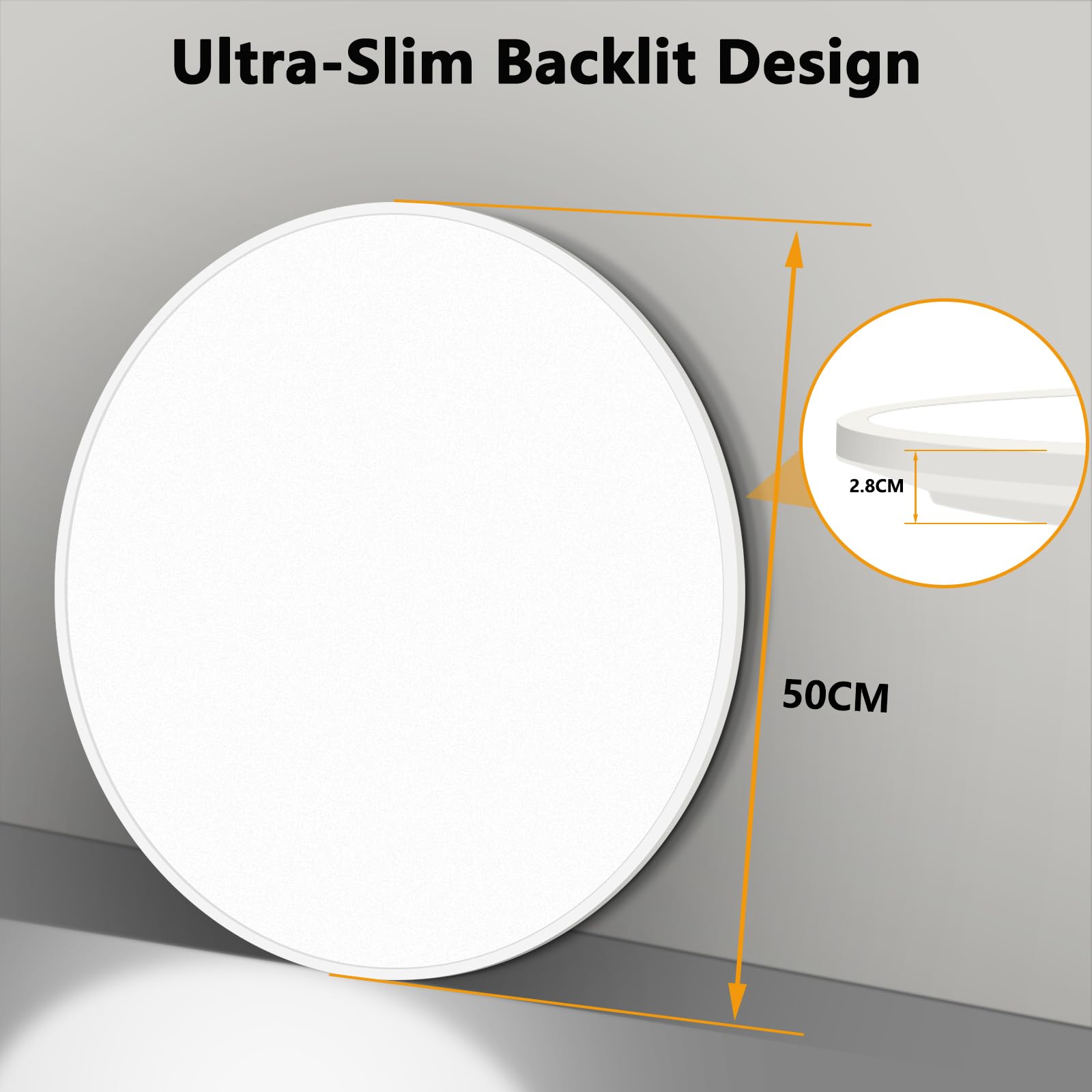 40W LED Deckenleuchte Flach Dimmbar, Ø50CM Deckenlampe mit Fernbedienung, 3000-6500K Modern Ultra Dünn, Rund Deckenleuchten Dimmbar für Wohnzimmer Schlafzimmer Kinderzimmer Büro Küche, Weiß