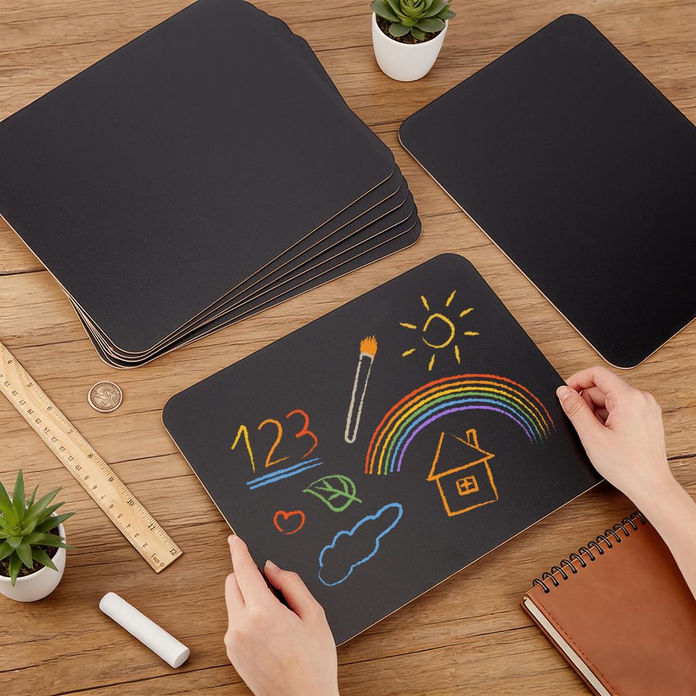 UNICRAFTALE - Lote de 15 minipizarras rectangulares sin marco de madera, reversibles, 30 x 24 cm, MDF negro, pequeño letrero de pizarra para menú de restaurante, notas de oficina