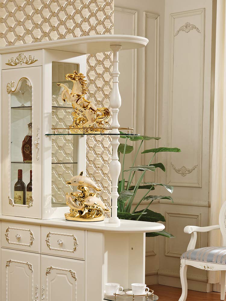 Dekoracje ślubne Rzemiosło Ceramiczne Kreatywne Dekoracje Pokoju Rękodzieło Złote Figurki Porcelany Zwierząt Dekoracje (Color : A)