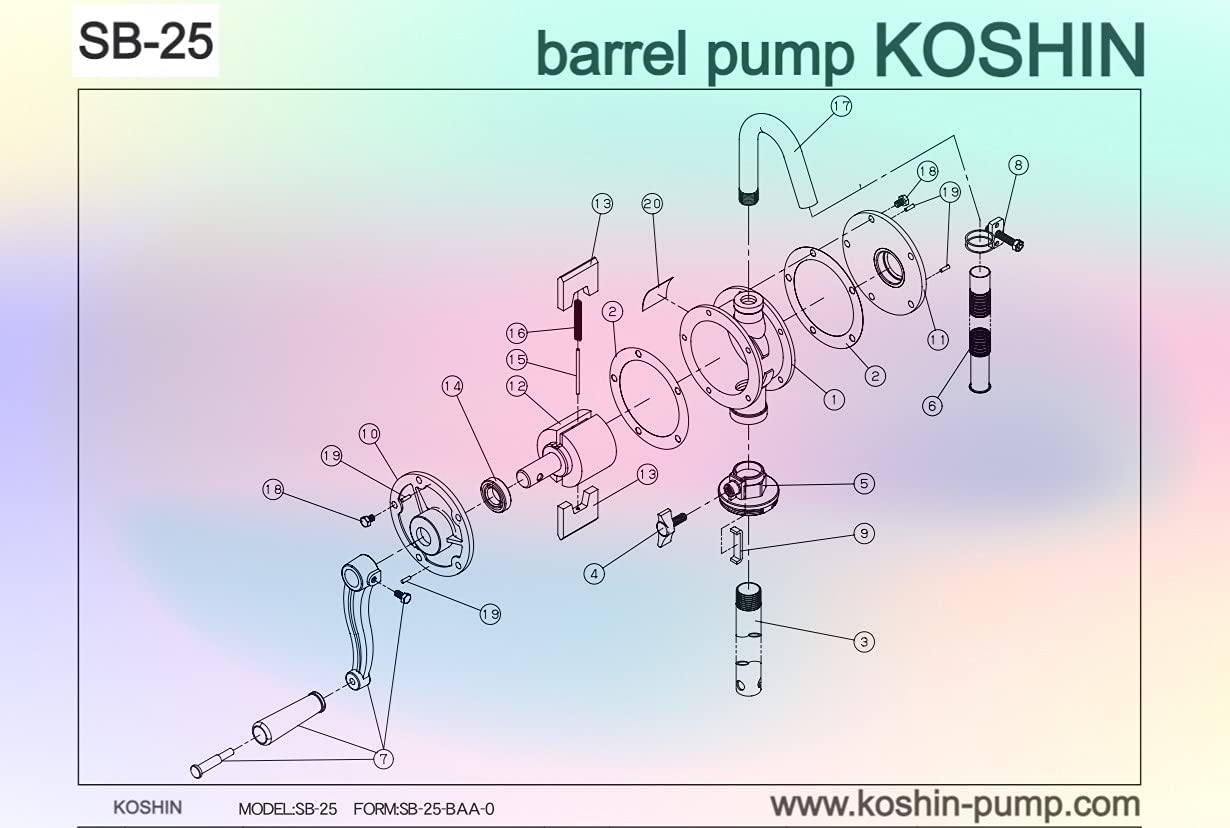 KOSHIN Japan Öl-Kurbelfasspumpe SB-25, verstellbare Fassverschraubung, Diesel-Hand-Rotationsölpumpe