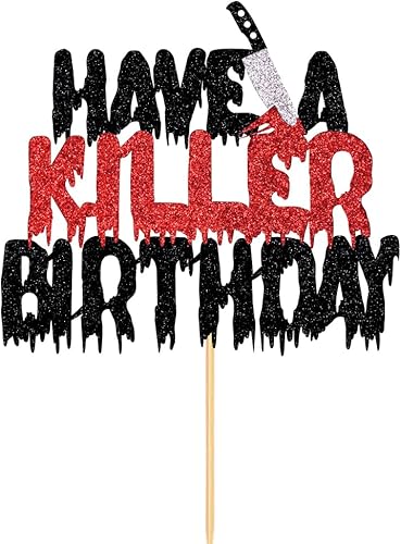 Miniatura 2 de Have A Killer - Decoración para tartas de cumpleaños, decoración de pasteles de fiesta de terror de Halloween, fiesta de película de terror al aire