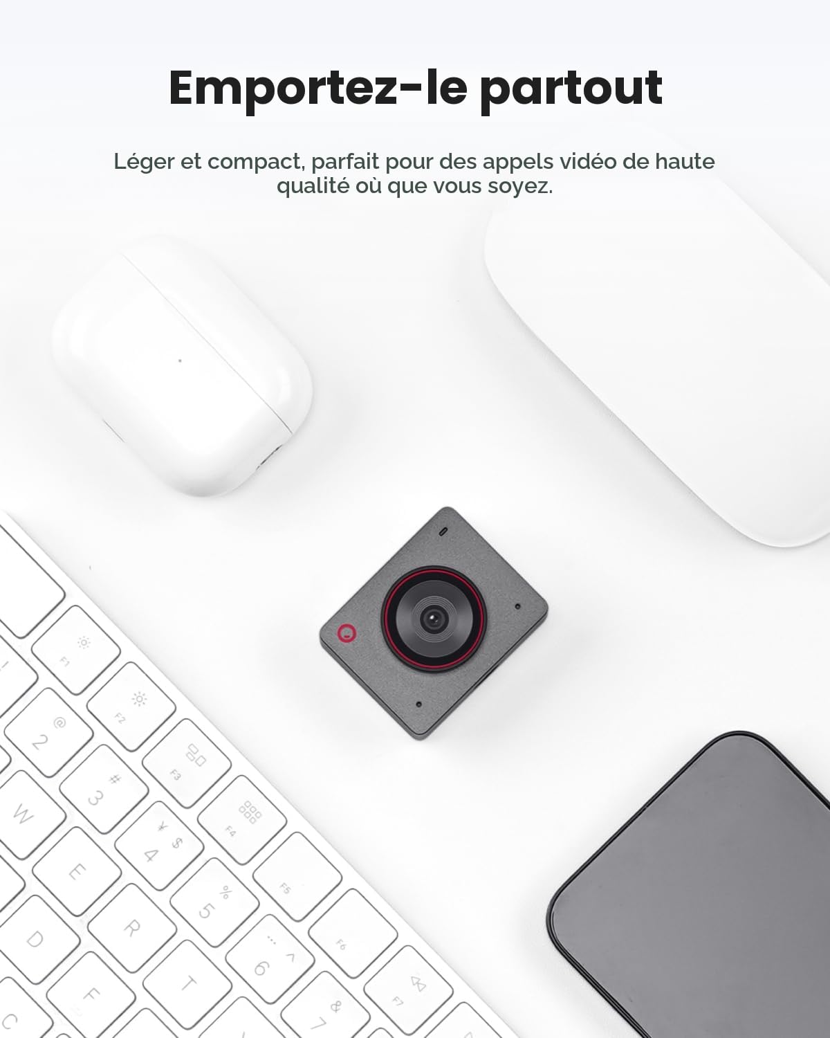 OBSBOT Meet 2 - Webcam 4K pour PC avec Capteur 1/2", Cadrage et Autofocus AI, Mode Beauté, Lightweight, HDR, Webcam avec Microphone,60 FPS, Caméra Web pour Le Streaming, Réunion, Jeux, etc.