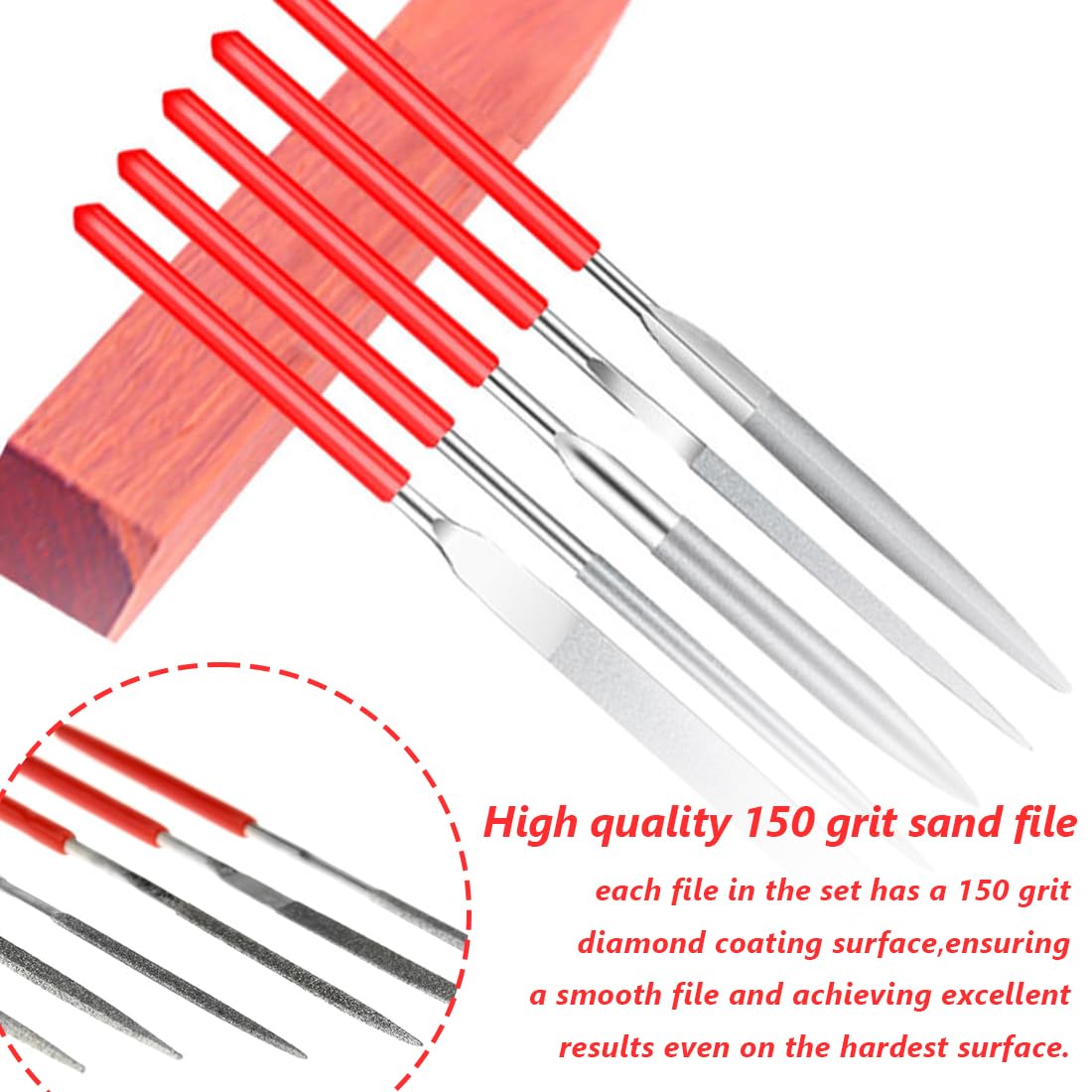 TIESOME 10-delig set diamant mini vijlen, 3mmx140mm kleine diamantvijlen, mini metaalgeriffelde vijlen, gereedschap voor precisiemetaalwerk, 3D- printen, houtbewerking, snijgereedschap