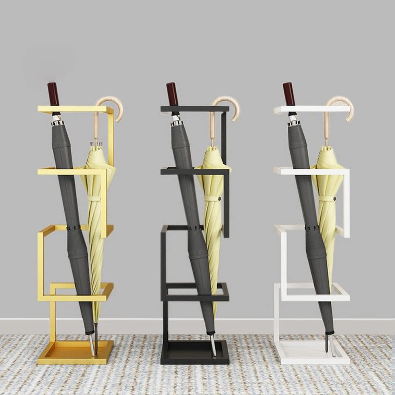 Portaombrelli quadrato in metallo resistente, elegante ingresso per corridoio e porta d'ingresso, perfetto per uso domestico e ufficio e design salvaspazio