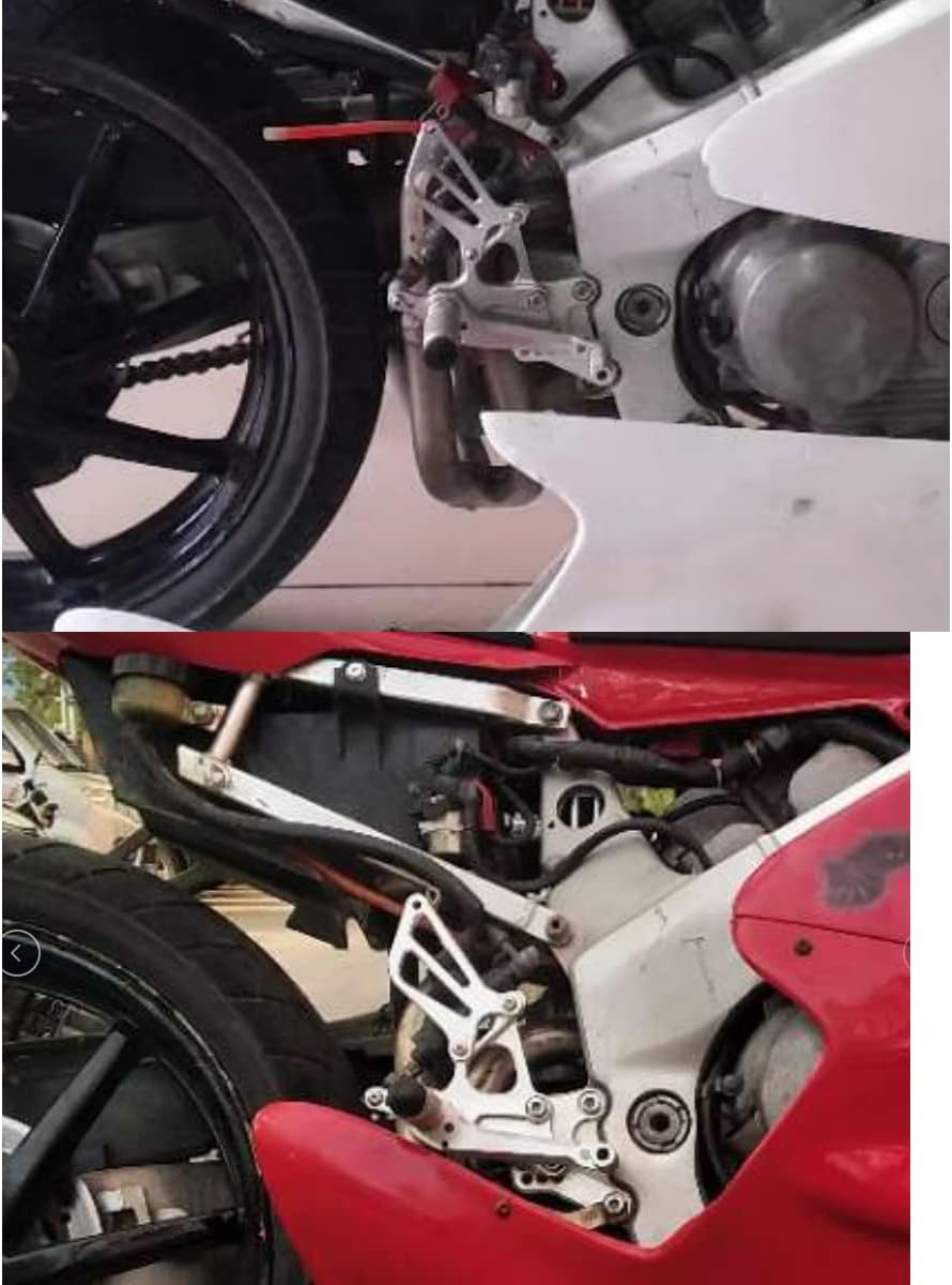 CNC VFR400 NC30 NC35 Motorcycle Adjustable Rearsets Foot Pegs Rear Set Footpeg Shift Pedal Compatible with VFR400 NC30 RVF400 NC35 Silver