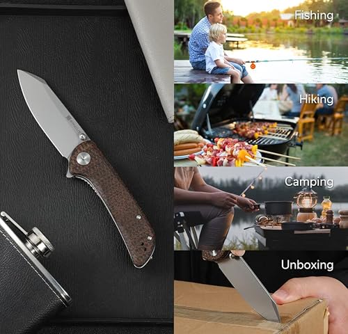 Sencut Fritch Pocket Folding Knife For Edc, Liner Lock Small Knife With Deep Carry Clip, Green Canvas Micarta Everyday Carry Knives For Men Women, Blade Length 2.99'' For Indoor Outdoor Gift S22014-1 #TOP5