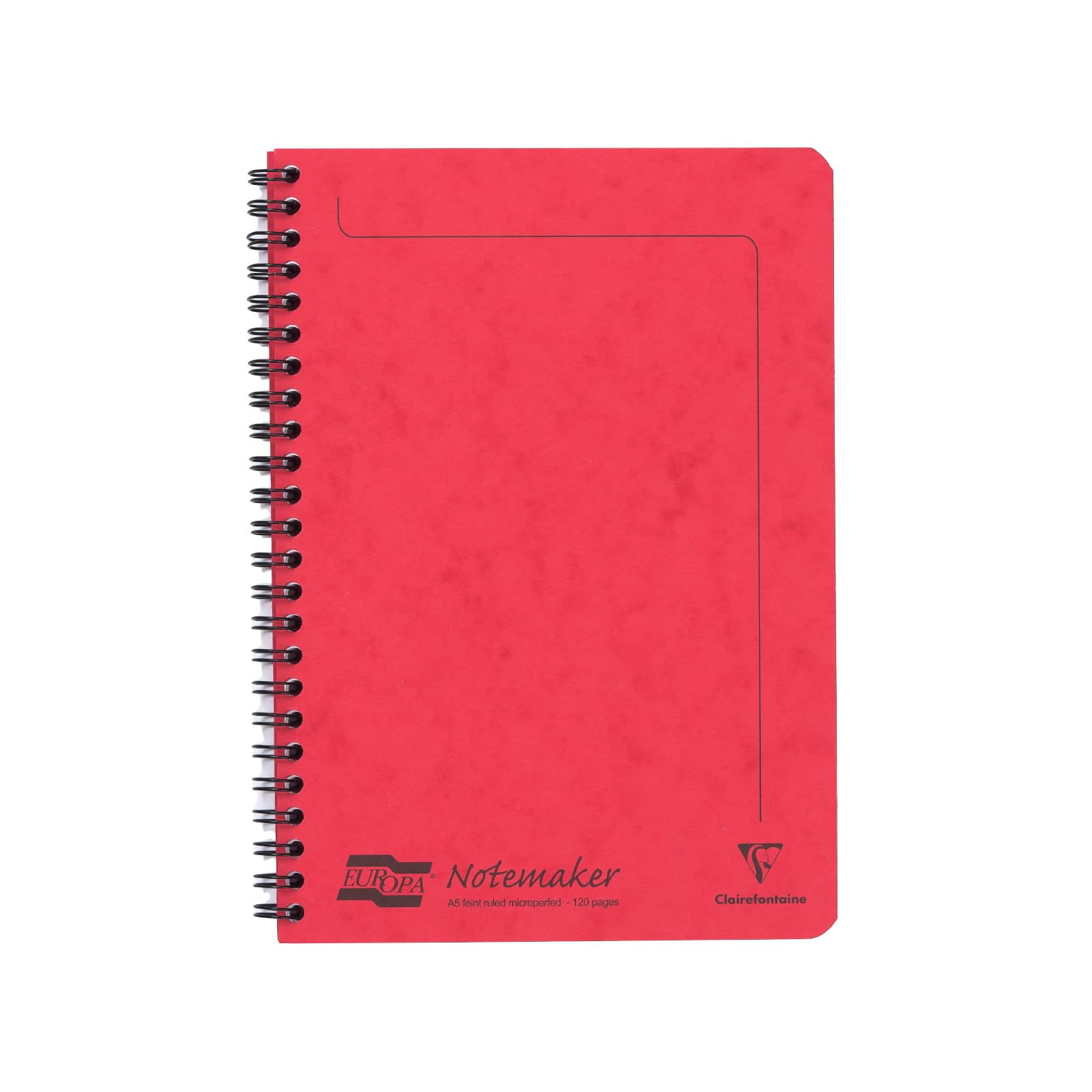 Clairefontaine 4858Z - One Notemakers Europa Red Spiral Notebook - Size: A5 14,8x21 cm - 120 Detachable Ruled Pages - White Paper 90 g - Glossy Card Cover