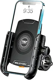 Suporte Moto Celular Carregamento Wireless 15W, USBC Cabo 18W Proteção IP66 Compatível Telas 4-7 Polegadas Universal 12V Guidão Retrovisor Carregador Turbo Fixação Mecanica